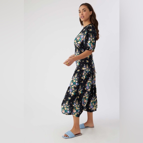 NWT O'Neill Alta Floral Open Back Midi Dress - Picture 5 of 15